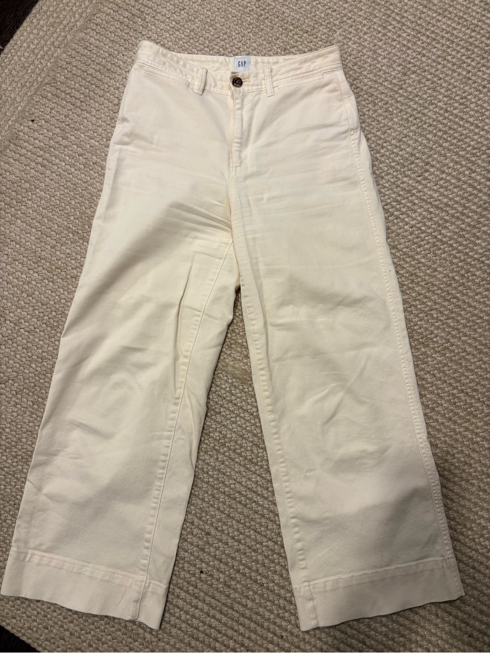 GAP Kids Off-White Wide Leg Cotton Pants